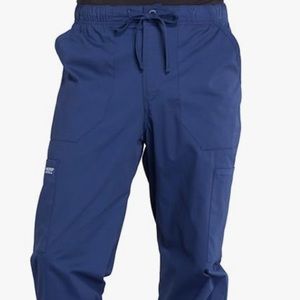 Cherokee Men's Scrub Pants Tapered Leg w/ Elastic Waist Zip Fly Front 5 Pockets